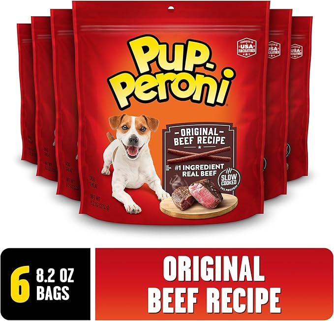 Pup-Peroni Dog Treats, Original Beef Flavor, 8.2 Ounce (Pack of 6), Made with Real Beef