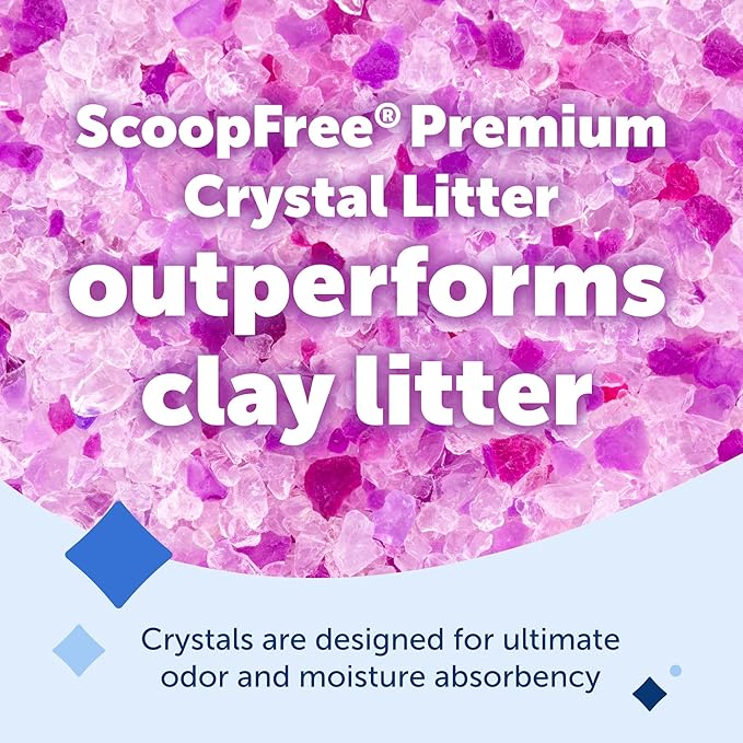 PetSafe ScoopFree Premium Crystal Cat Litter - Ultra-Absorbent Silica Universal Litterbox Crystals - Non-Clumping Odor Control - Lavender Scent - 8 lb Bag