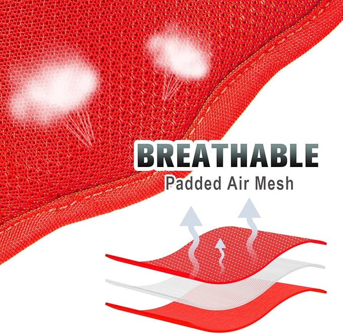 BARKBAY No Pull Dog Harness Large Reflective Dog Harness with Front Clip and Easy Control Handle for Walking Training Running with ID tag Pocket(Red,M)