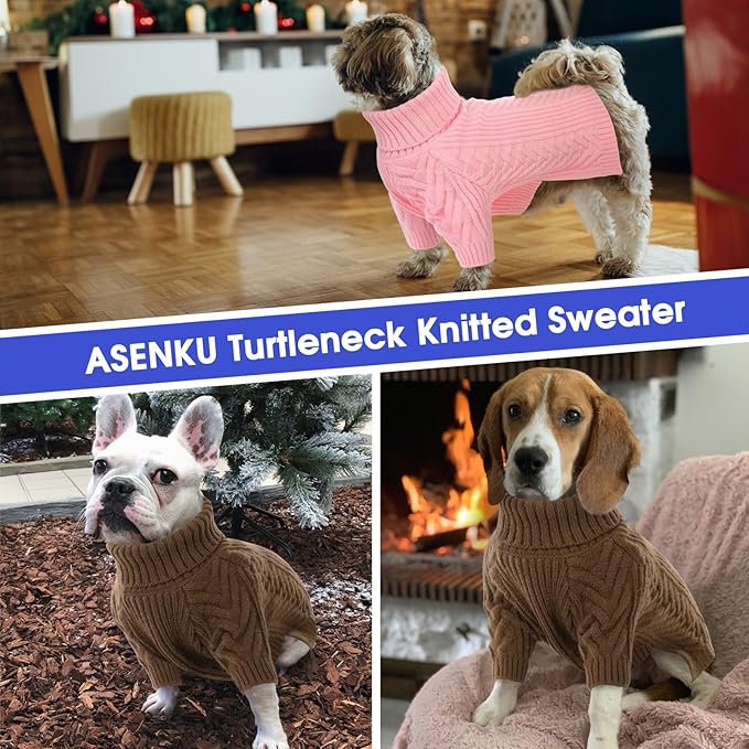 ASENKU Extra-Large Dog Sweater, Dog Sweaters for Extra Large Dogs, Pet Sweatshirt Apparel Turtleneck Pullover Winter for Doberman, Great Dane (Pink, 3XL)