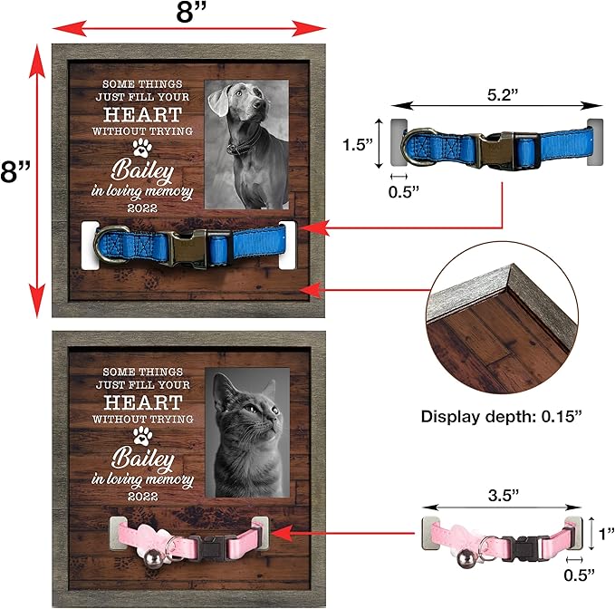 Personalized Dog Collar Memorial Frame Pet Loss Sign for Dog Lovers Gifts Heartfelt Sentimental Quote Pet Memorial Picture For Someone Who Lost A Pet Collar Keepsake Picture Frame Decor