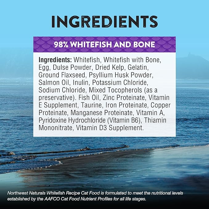 Northwest Naturals Freeze-Dried Whitefish Cat & Kitten Food – Bite-Sized Nibbles, Healthy, Limited, Human-Grade Ingredients, All-Natural, High-Protein Raw Diet, Complete & Balanced, 11 oz (Pack of 3)