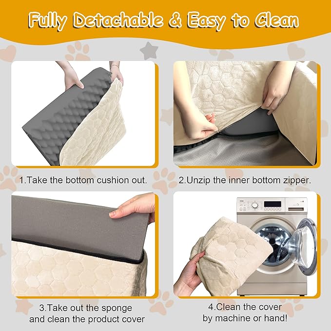 Dog Car Seat for Small/Medium Dogs, Memory Foam Dog Booster Seat, Travel Safety Per Car Seat with Washable Removable Cover, Storage Pockets for Dogs up to 35 lbs (White, Small)