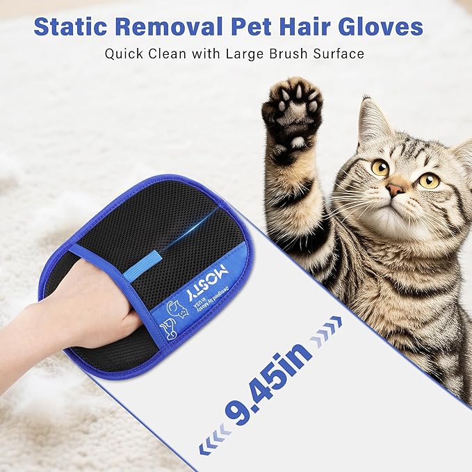 Pet Hair Removal Glove,Double Sided Electrostatic, Reusable Cat & Dog Hair Remover Mitt for Furniture, Couch, Carpet, Car Seat, Quick Cleaning Grooming Glove,1Pcs