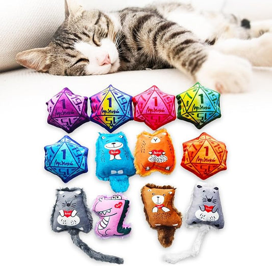 Cat Toys Catnip Toys Soft Plush Mouse Catmint Interactive Cat Kicker Toys with Crinkle Sound for Indoor Kitten Cats (12Mixed Colors)