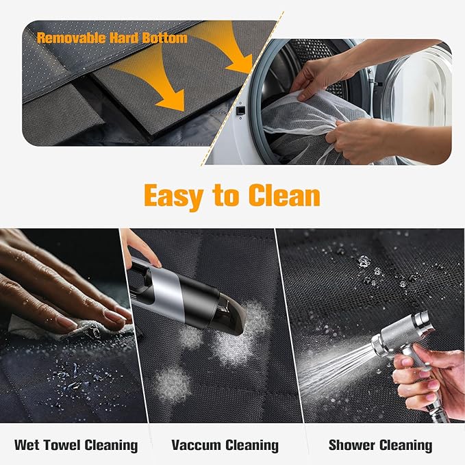 Back Seat Extender for Dogs, Hard Bottom Dog Car Seat Cover - Supports 400lbs, Rear Seat Pet Cover with Mesh Window, Waterproof Dog Hammock for Car SUV and Trucks