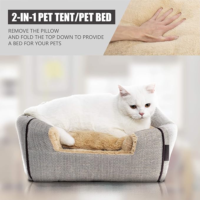 Cat Bed for Indoor Cats - Cat Cave Beds Cat House Cat Tent with Removable Washable Cushioned Pillow, Soft Kitten beds,Cat Beds & Furniture, for Small and Medium Pet Bed