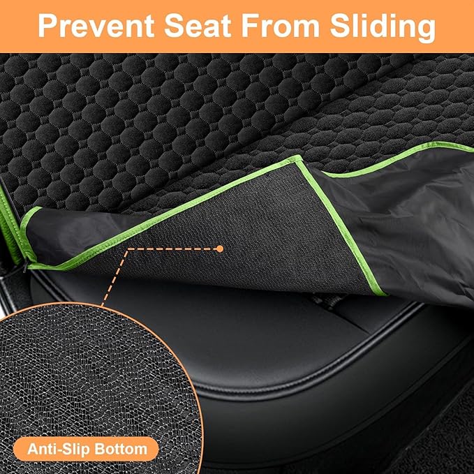 Mancro Dog Car Seat Cover, 2025 Upgraded 600D Heavy Duty Waterproof & Scratch-Resistant Dog Hammock for Car, Back Seat Pet Cover for Dogs with Sedan, Trucks and SUVs, Standard, Green