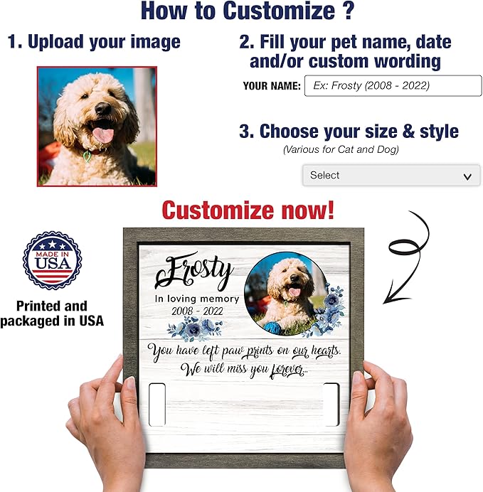 Personalized Dogs Picture Frame Dogs Collar Keepsake Bereavement Gift Pet Picture Frame Dog Heaven Dog Sympathy Gifts for Christmas Memorial Plaques for Dogs and Cat Picture Pet Loss Gifts