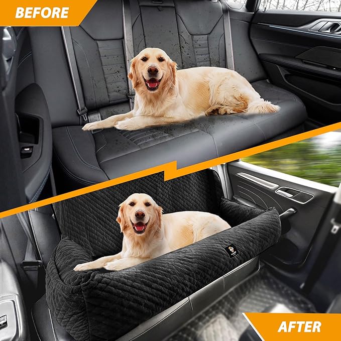 Sephyroth Dog Car Seat for Medium/Large Dogs Under 100LBS,Dog Car Bed Washable Pet Travel Safety Car Seat,Super Soft Safe Removable,Fits for All Cars Back Seat(Black)