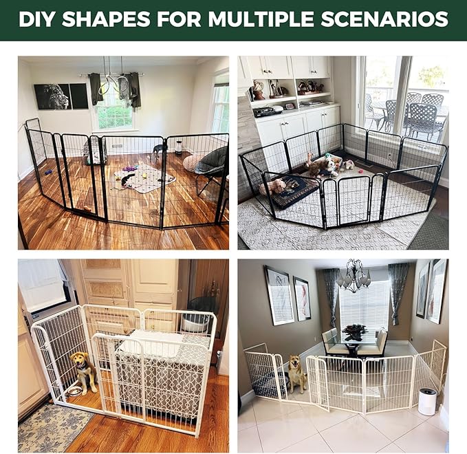 FXW Homeplus Unleashed Indoor Dog Playpen - Stress-Free and Safe Play, Heavy Duty 24 Inch 12 Panels Dog Pen for Puppy and Small Dogs, Black│Patented