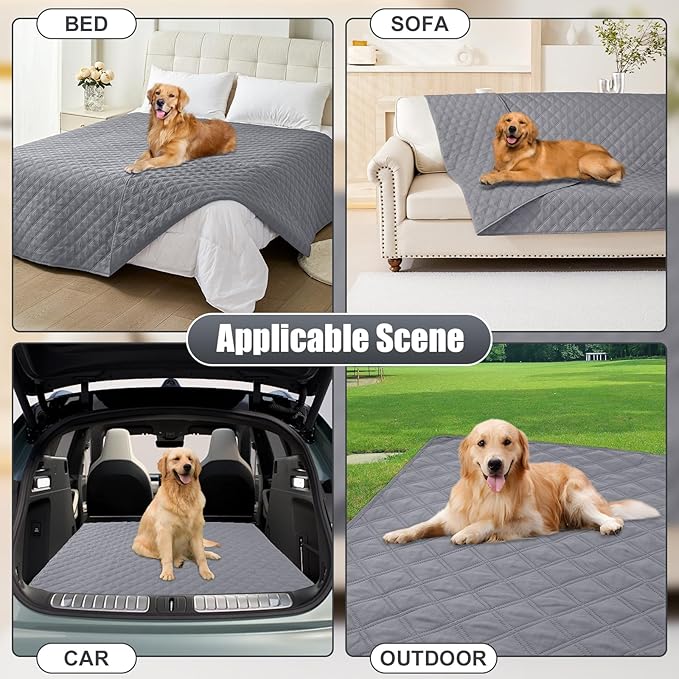 Smiry Waterproof Dog Bed Cover Pet Blanket, Soft Washable Dog Blanket for Furniture Bed Couch Sofa Reversible, Checkered (40"x90", Grey/Grey)