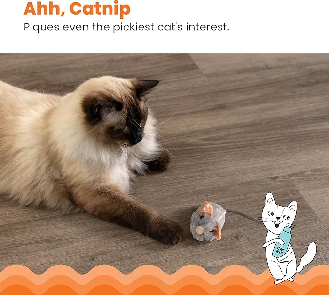 Catstages Squeak Squeak Mouse Cat Toy with Touch-Activated Sound & Catnip, Gray