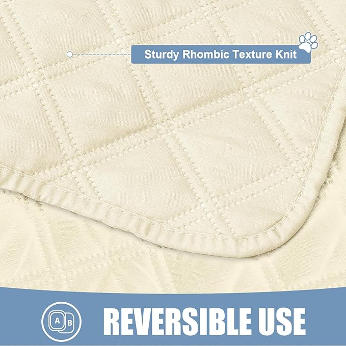 Smiry Waterproof Dog Bed Cover Pet Blanket, Soft Washable Dog Blanket for Furniture Bed Couch Sofa Reversible, Checkered (40"x50", Beige/Beige)