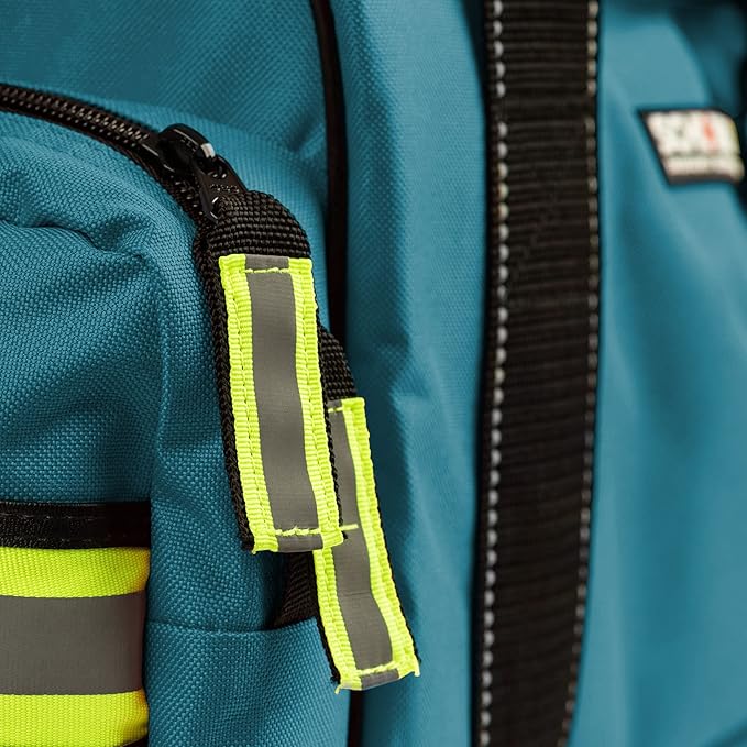 Scherber Fully-Stocked First Responder Bag | Professional EMT/EMS Trauma & Bleeding Medical Kit | HSA/FSA Approved | CAT Tourniquet, HyFin Chest Seal, Israeli Bandage & 250+ First Aid Supplies (Blue)