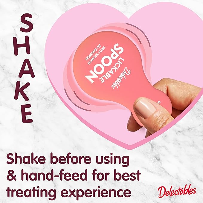 Delectables Lickable Spoon Handheld Wet Cat Treats Made with Real Salmon, Quick & Easy Creamy Puree, Mess Free, Grain-Free, No Added Fillers, No by-Products, No Added Preservatives, Salmon 32ct