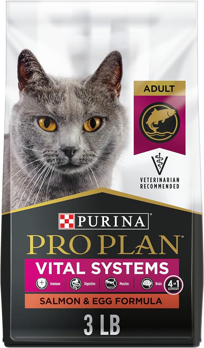 Purina Pro Plan Vital Systems Salmon and Egg Formula 4-in-1 Adult Dry Cat Food - 3 lb. Bag