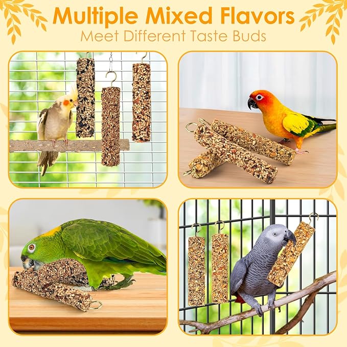 KATUMO Parrot Treats Bird Crunch Sticks Cockatiel Treats Parakeet Snacks Conure Food Sticks for Parakeet Cockatiel Canary Finch Lovebird Conure Lorikeet Parrots