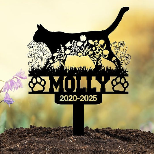 Custom Cat Grave Marker Outdoor, Personalized Pet Headstone for Garden or Cemetery Use, Pet Grave Markers Cat Memorial Stone in Sizes