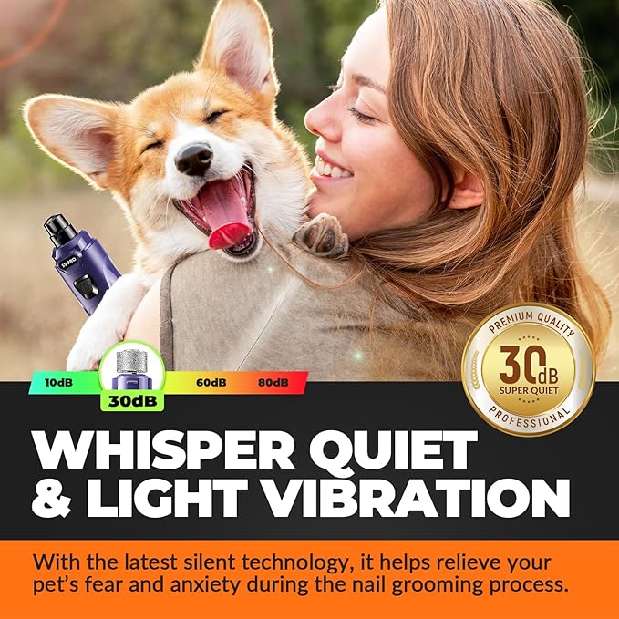 Dog Nail Grinder with 2 LED Lights Powerful 2 Speeds Super Quiet Dog Nail Trimmers with 3 Grinding Wheels Rechargeable Pet Dog Nail Clippers for Large Medium Puppy Dogs Dog Nail File Cat Nail Clipper