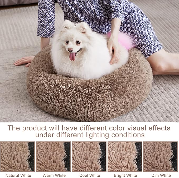 MIXJOY Ultra Soft & Comfortable Donut Cuddler Round Dog & Cat Bed (30'', Brown)