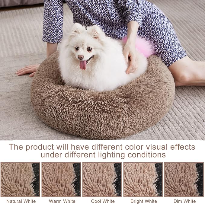 MIXJOY Orthopedic Dog Bed Comfortable Donut Cuddler Round Pet Beds Ultra Soft Washable Dog and Cat Cushion (20''/23''/30'') (23'', Brown)