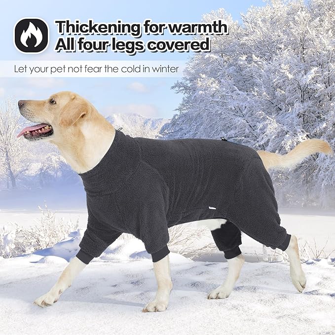 Fleece Dog Sweater for Small Medium Large Dog for Run Walk Sleep Pet Winter Jacket & Windproof Clothes Coat Large Grey