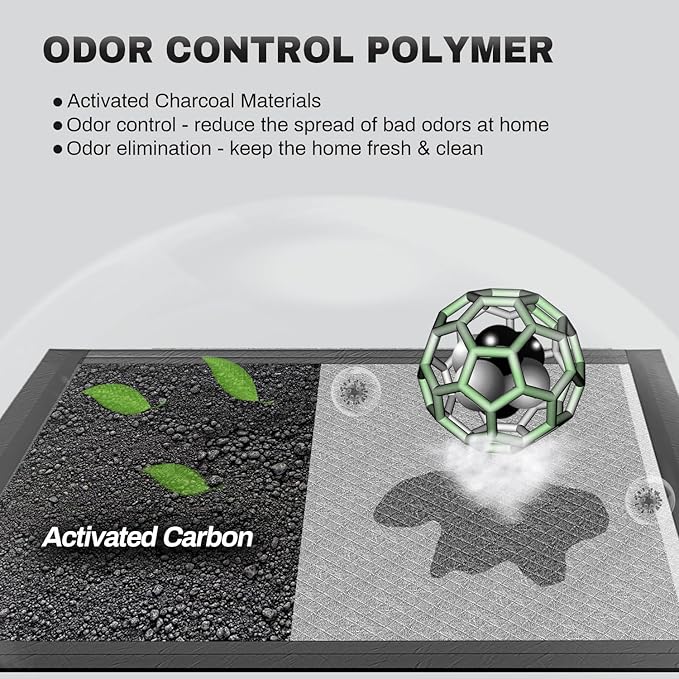 Charcoal Puppy Pads 28x34 Inches Extra Large Dog Pee Pads Odor-Control & Leak-Proof Disposable Pet Training Black New Edge-Wrapping Thicken Potty Pad for Dogs, Cats, Rabbits (50 Pieces)