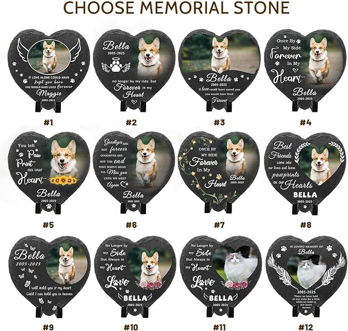 Dog Memorial Gifts for Loss of Dog Cat,Personalized Pet Memorial Stone with Photo Name,Custom Pet Remembrance Gifts,Cat Memorial Sympathy Gift,Dog Passing Away Gifts,Memorial Plaques for Dogs
