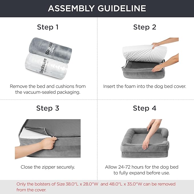 Bedsure XXL Orthopedic Dog Bed for Extra Large Dogs - Washable Giant Dog Cat Bed Waterproof, Comfort Dogs Couch Sofa with Washable Removable Cover, Pet Bed with Nonskid Bottom, Spicy Mustard, 52"