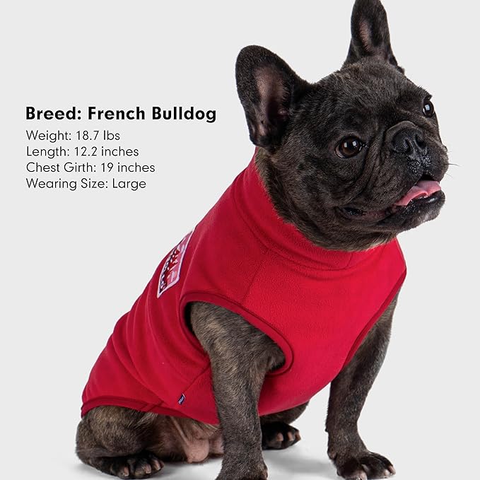 cyeollo 2XL Fleece Dog Sweater, Stretchy Pullover Fleece Vest with Turtleneck Dog Sweatshirt Warm Winter Clothes for Medium to Large Dogs Boy Girl Pet Apparel, Red XXL