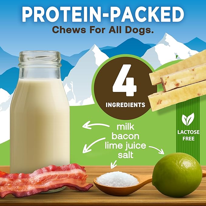 EcoKind Premium Gold Yak Cheese Himalayan Dog Chews, Healthy Dog Treats for Small Dogs, All Natural, High Protein Dog Chew, Bacon, Small - 16 Chews