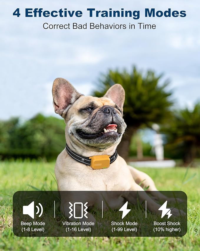 Jugbow Dog Shock Collar - 4200FT Dog Training Collar with Remote IPX7 Waterproof Electric Collar with 4 Training Modes, Security Lock, Rechargeable e-Collar for All Breeds, Sizes Yellow