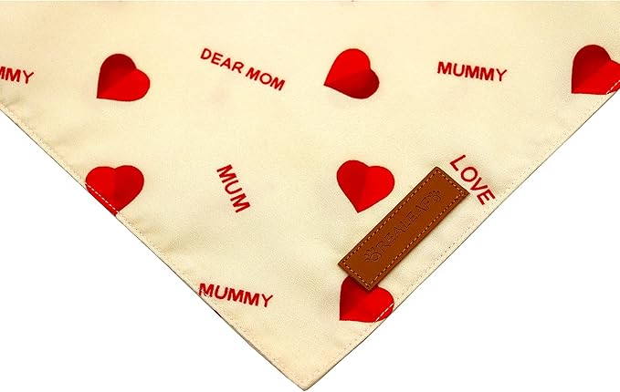 Realeaf Mothers Day Dog Bandanas 2 Pack, Reversible I Love My Mom Pet Scarf for Boy and Girl, Premium Durable Fabric, Valentines Day Bandana for Small Medium Large and Extra Large Dogs (Small)