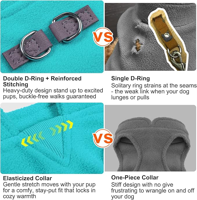 BEAUTYZOO Dog Fleece Vest Sweater Winter Jacket for Small and Medium Dogs with D-Ring Leash Cold Weather Coat Hoodie for XS S M Dogs Boy or Girls, Blue S