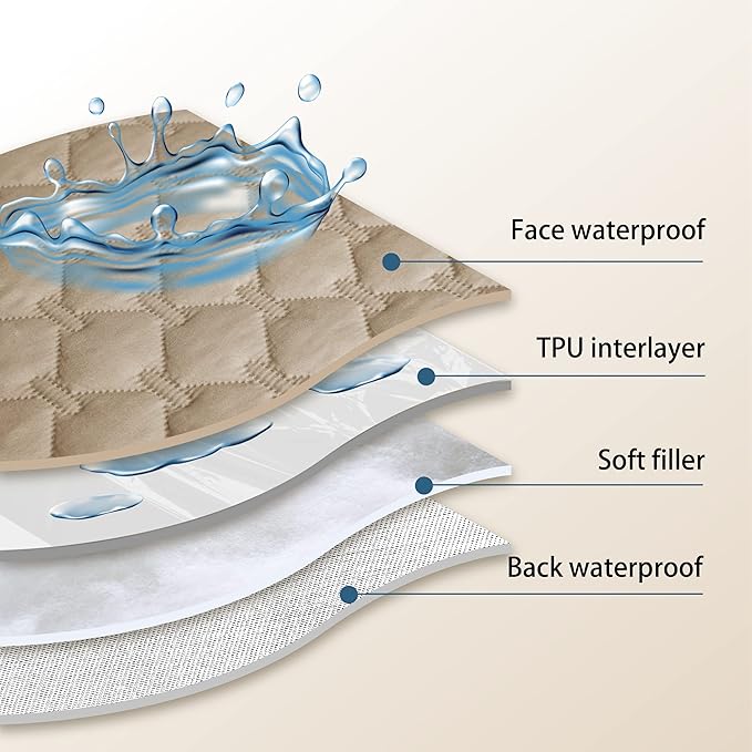 gogobunny 3X Stronger Waterproof Pet Blanket, Scratch Proof Furniture Protector for Dogs Cats, Reversible Cover 82x102 Inch, Dark Beige