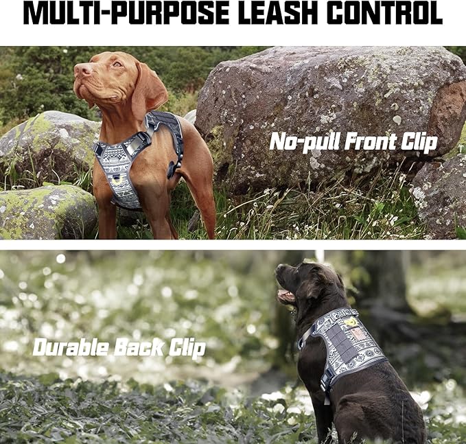 AUROTH Tactical Dog Harness for Large Dogs No Pull Adjustable Pet Harness Reflective K22 Working Training Easy Control Pet Vest Military Service Dog Harnesses