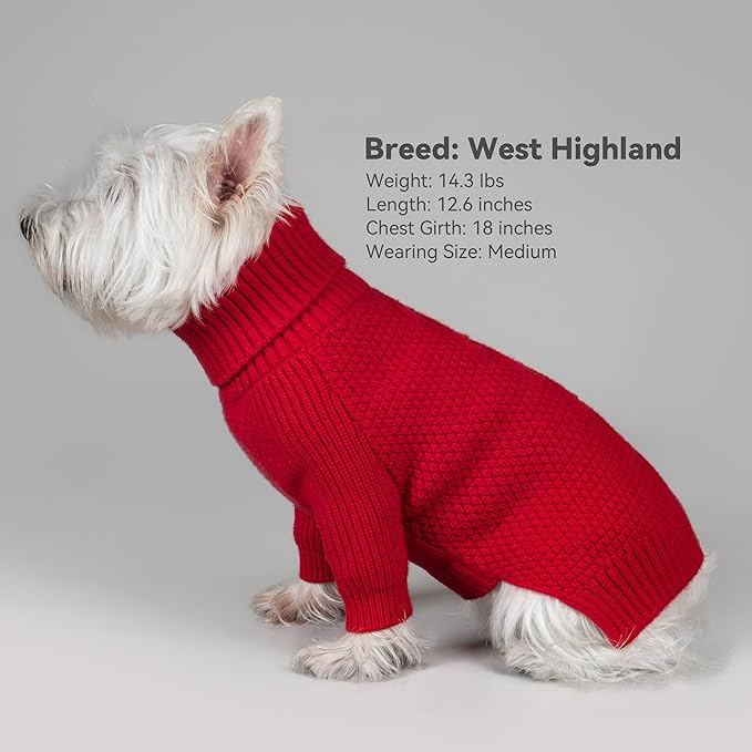 cyeollo 3XL Dog Sweaters for Large Dogs Girl, Stretchy & Cozy Warm Knit Doggy Sweater with Sleeves Turtleneck Fall Winter Cold Weather Big Dog Clothes Like Doberman Labrador, Red XXXL