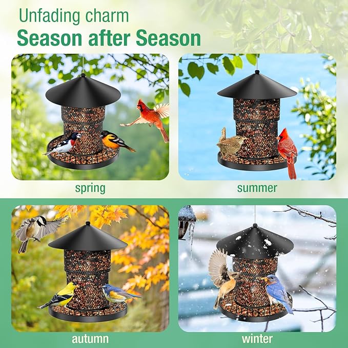 Bird Feeder for Outdoor Hanging, Heavy Duty Metal Bird Feeders for Outside Hanging, Large Capacity Birdfeeder to Attracting Birds