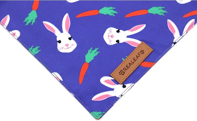 Realeaf Easter Dog Bandanas 2 Pack, Triangle Reversible Pet Scarf for Boy and Girl, Premium Durable Fabric, Holiday Bandana for Small Medium Large and Extra Large Dogs (X-Large)