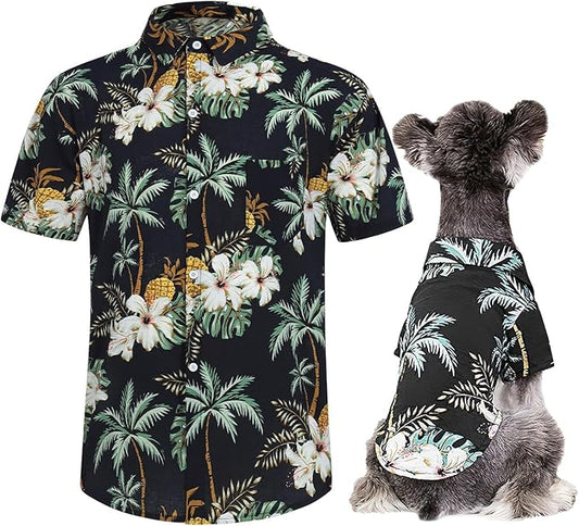 Hawaii Dog Shirt, Pet Summer T-Shirts Dog Style Floral Breathable Cool Clothes Hawaiian Shirts for Small Dogs and Cats Owner and Pet Shirts are Sold Separately