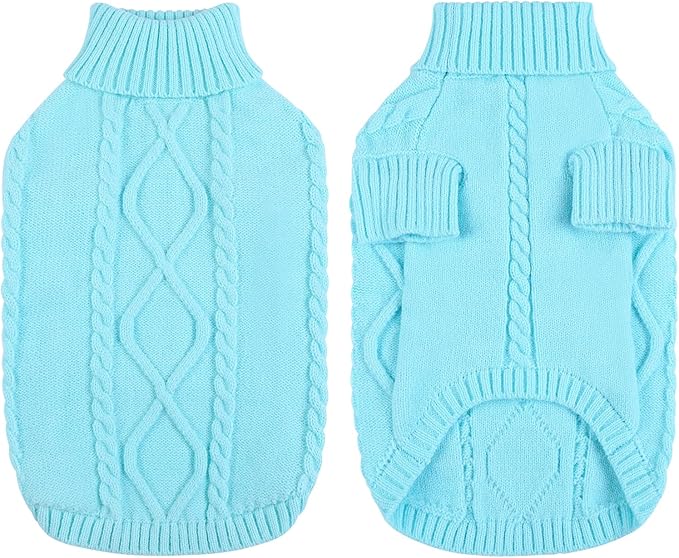 Queenmore Dog Sweater for Large Size Pet,Pitbull Dog Sweater,XXL Doggy Sweater for Labrador Retriever,Cold Weather Warm Knitted Pet Sweatershirt for Boy Girl Dogs (Sky Blue,2XL)