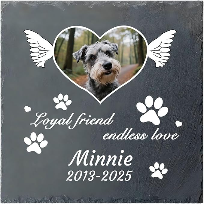 Dog Memorial Gifts for Loss of Dog, Personalized Pet Memorial Stone, Custom Dog Grave Marker with Name & Photo, Sympathy Gifts for Bereaved Pet Owners, Cemetery Decor (Style I)