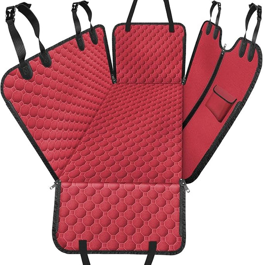 Mancro Dog Car Seat Cover for Back Seat, 2025 Upgraded 600D Heavy Duty Waterproof & Scratch-Resistant Dog Hammock for Car, Back Seat Pet Cover for Dogs with Sedan, Trucks and SUVs, Standard, Red