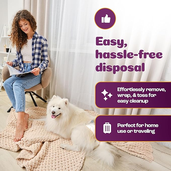 Inspire Pet Care Dog Diapers Female Dogs | Bulk Value Doggie Incontinence, Accidents, for Heat, Pee or Period and Housebreaking (Large (30 Count))