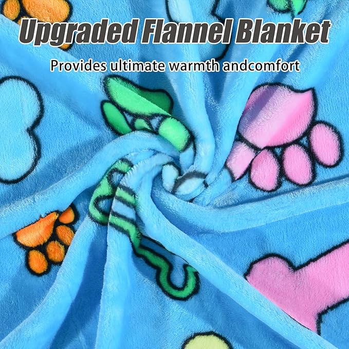 Rezutan Soft Fuzzy Dog Blankets, 1 Pack 3 for Large, Medium, Cat Pet- Comfort Flannel, Reversible Print Suitable for Dog Kennels & Beds, Sofas, Furniture, Gifts Puppy Essentials, 41 x 31 inch, Blue