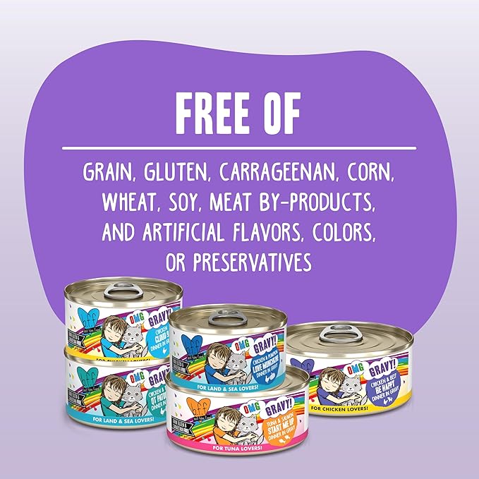 Weruva B.F.F. OMG - Best Feline Friend Oh My Gravy!, Best Day Eva! with Beef & Salmon in Gravy Cat Food, 5.5oz Can (Pack of 8)