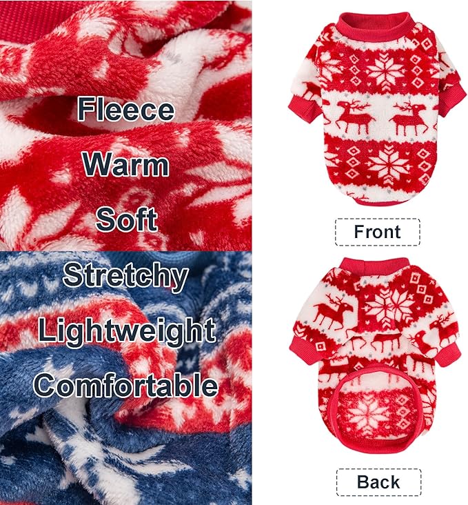 Dog Sweater, 2 Pack Dog Sweaters for Small Dogs, Dog Clothes for Small Dogs Girl Boy, Ultra Soft and Warm Puppy Sweater Dog Coat for Winter Christmas (Medium, Xmas Red+Xmas Blue)