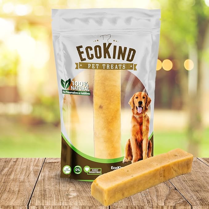 EcoKind Premium Gold Yak Cheese Himalayan Dog Chews, Dog Treats Large Breed, All Natural, High Protein Dog Chew, Peanut Butter, Large - 1 Chew