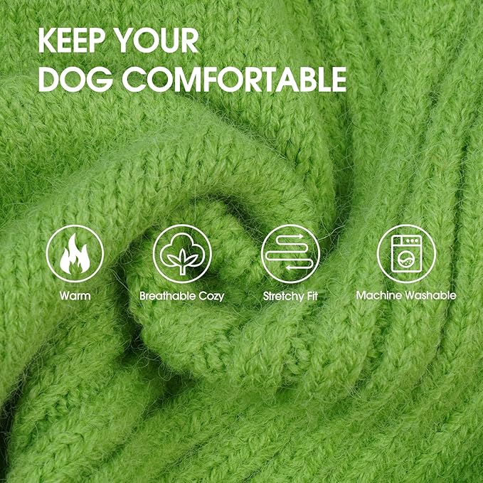 IECOii XXL Dog Sweater,Thermal Knit Big Dog Sweater with Sleeve,Pet Turtleneck Doggy Sweatshirt for Extra Large Dogs Boy Girl,Stretchy Large Dogs Cold Weather Outfit Pitbull Clothes,(Grass Green,XXL)